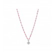 Collar plata ley Liska en rosa con punto de luz circonita lad8119cl-r