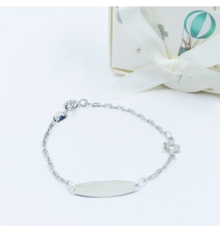 Pulsera bebé en oro blanco 18 kts placa para grabación 01214-A4