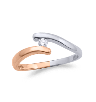 Anell or blanci rosa amb diamant 0.06 cts 9542br