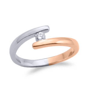 Anillo oro  blanco y rosa con diamante 0.06cts 9543br