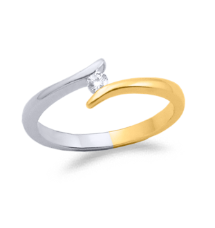 Anillo oro  blanco y amarillo con diamante 0.06cts 9541BI