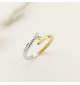 Anell or blanci groc amb diamant 0.06 cts 9541BI