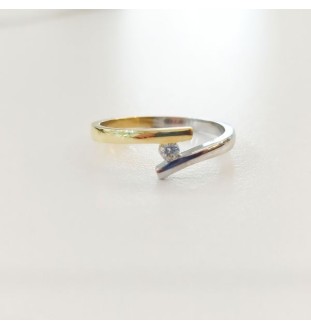 Anell or blanci groc amb diamant 0.06 cts 9541BI