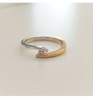 Anell or blanci rosa amb diamant 0.06 cts 9542br