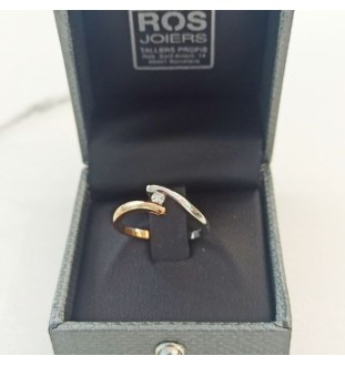 Anillo oro  blanco y rosa con diamante 0.06cts 9542br