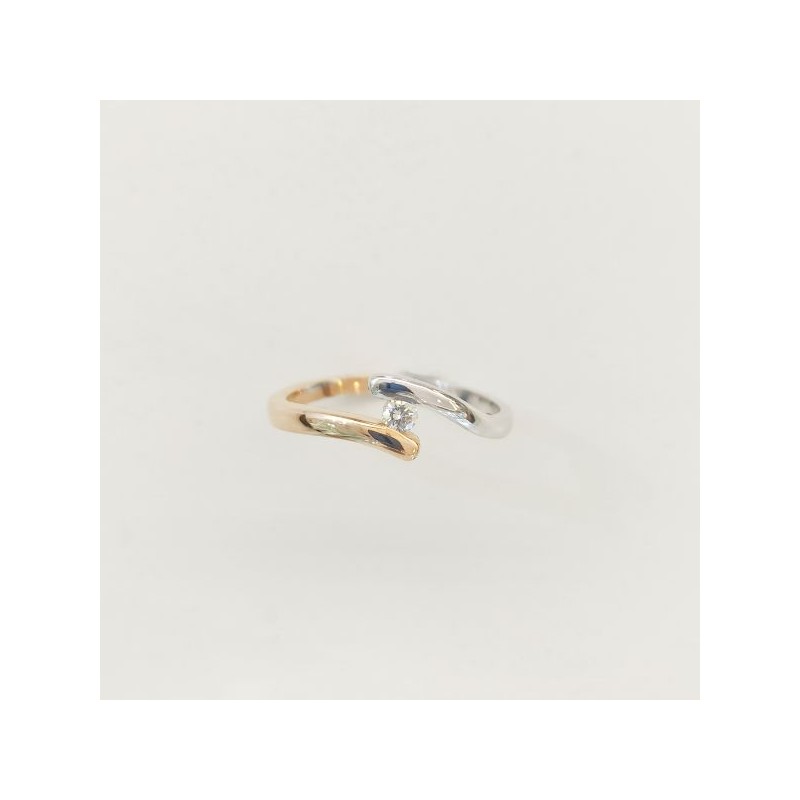 Anillo oro  blanco y rosa con diamante 0.06cts 9542br