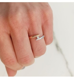 Anillo oro  blanco y rosa con diamante 0.06cts 9543br