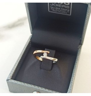 Anell or blanci rosa amb diamant 0.06 cts 9543br