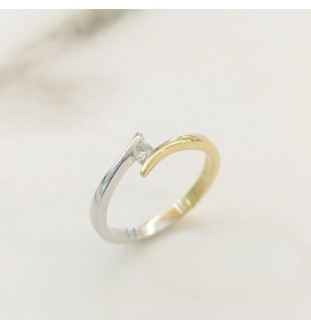 Anell or blanci groc amb diamant 0.06 cts 9541BI