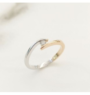 Anell or blanci rosa amb diamant 0.06 cts 9549br