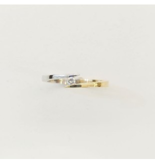 Anillo oro  blanco y amarillo con diamante 0.06cts 9551BI