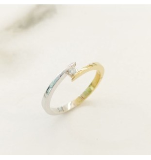 Anillo oro  blanco y amarillo con diamante 0.06cts 9551BI