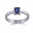 Anell or blanc 18kts amb diamant i safir blau 2284/2ZA