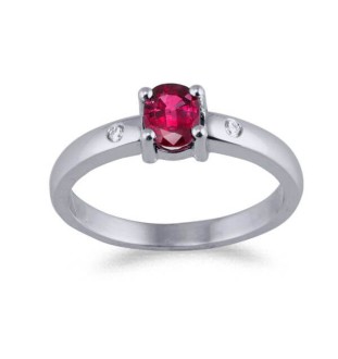 Anillo oro blanco 18kts con diamante y rubí 2279/RU