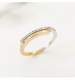 Anell or blanci rosa amb diamants 0.07 cts 9360BR