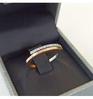 Anillo oro  blanco y rosa con diamantes 0.07cts 9360BR