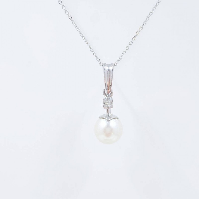 Penjoll or blanc 18kts amb perla i diamant 0.015 cts 2247/OB