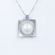 Colgante oro blanco 18kts con perla y diamante 0.02 cts 2310BB