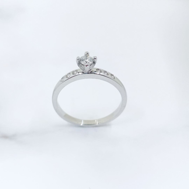 Anillo oro  blanco con diamante 0.21 cts 5959BB21