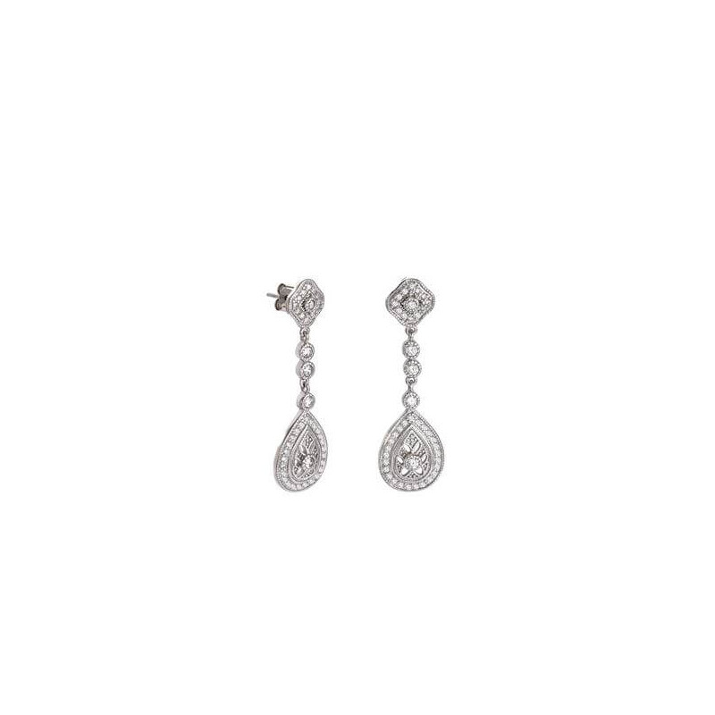 Pendientes plata de ley y circonitas Vintage 10349PE