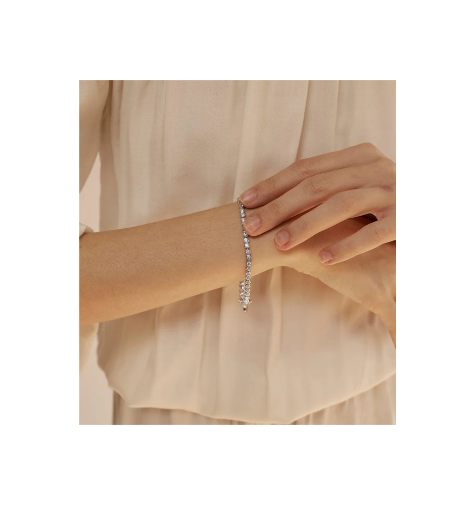 Polsera plata llei amb circonites  10098