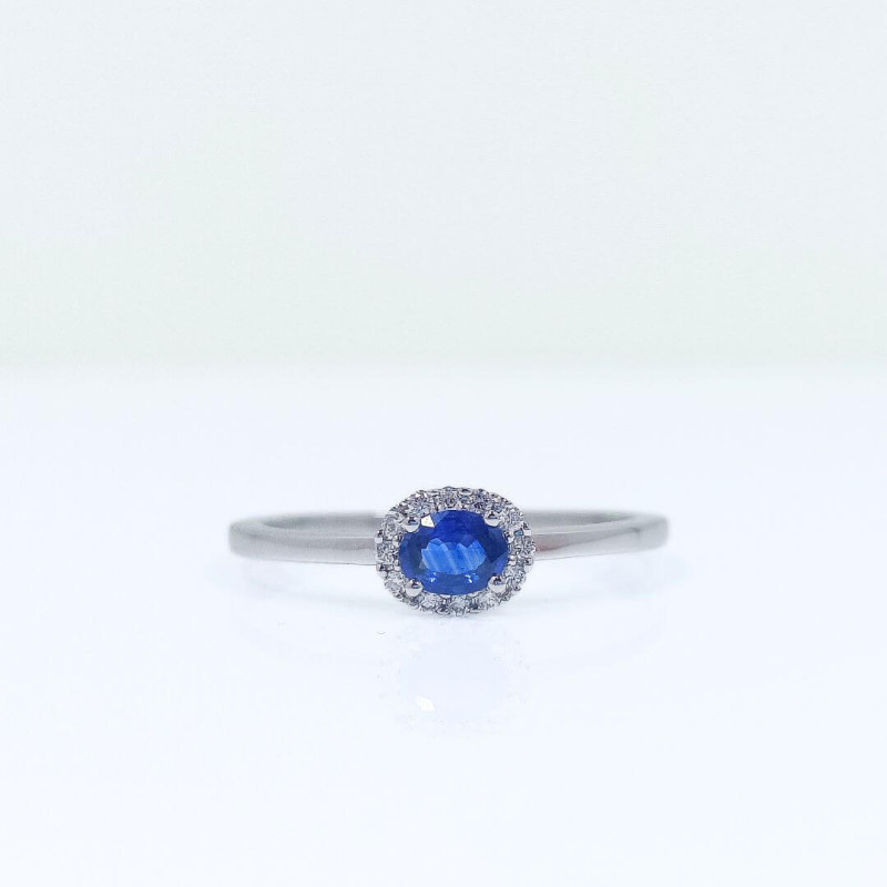 Anell or blanc 18kts safir blau i brillants 27714/ZA