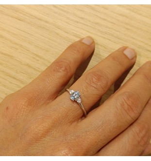 Anell or blanc 18kts aigüa marina  i brillants 109114AG