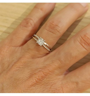 Anillo oro  blanco 4 garras con diamante 132014BB