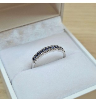 Anillo oro blanco zafiros azules y circonitas 7371sbz