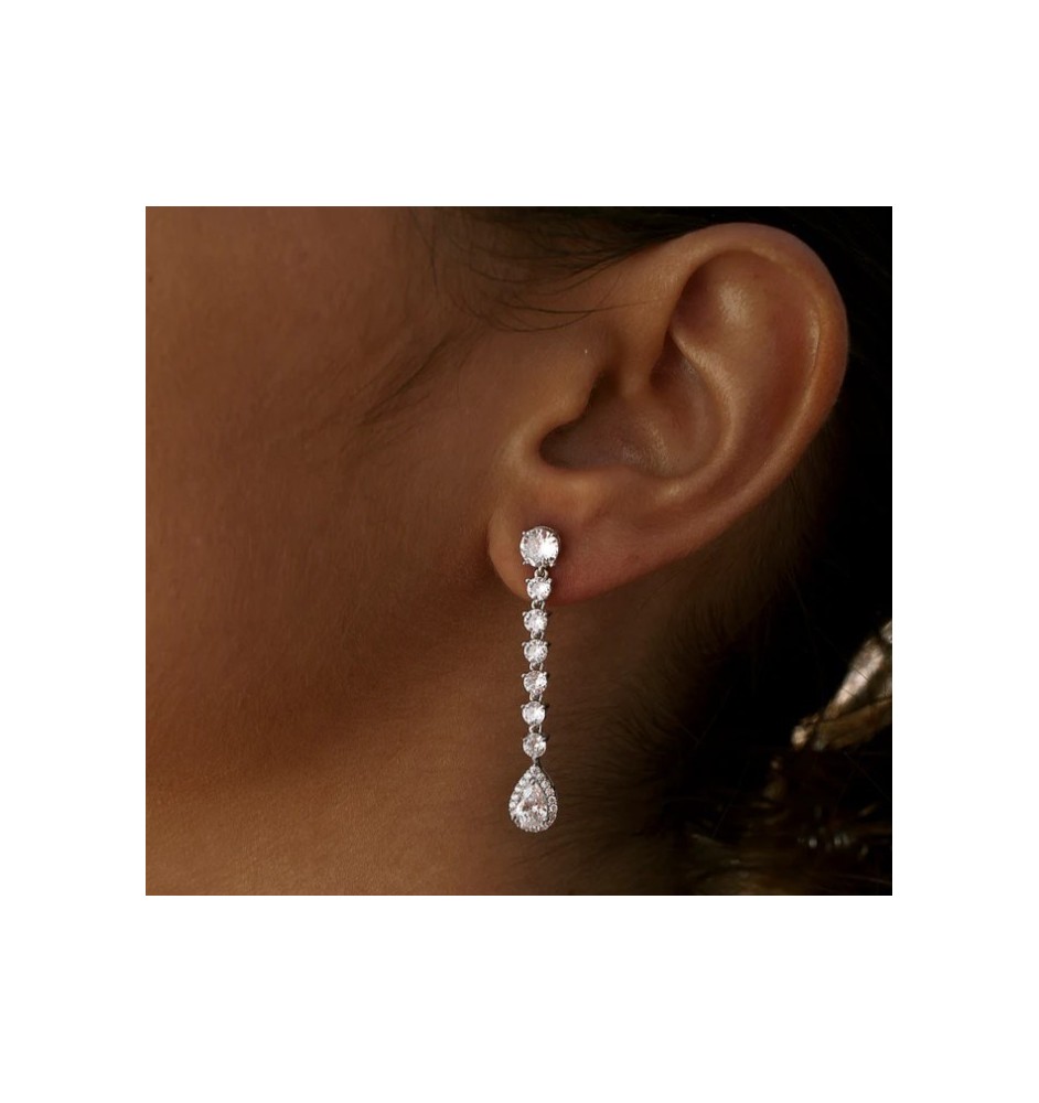 Pendientes  plata ley y circonitas 16390PE