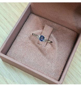 Anillo oro blanco 18kts zafiro azul y brillantes 8918ZAB