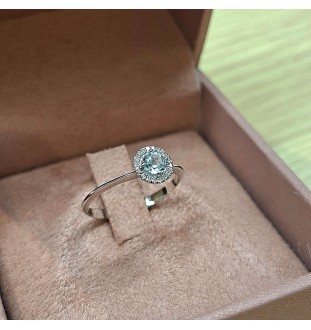 Anell or blanc 18kts Topazi blau i diamants 6208TOB