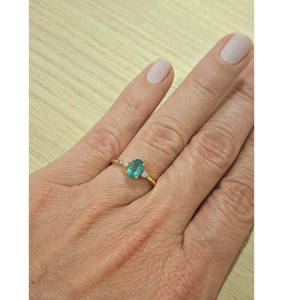 Anillo oro amarillo 18kts con diamante y esmeralda 8678ESB