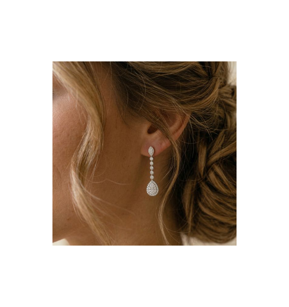 Pendientes para novia plata ley y circonitas 10355PE