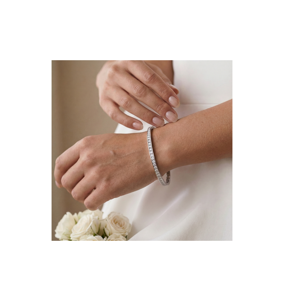 Pulsera plata ley con circonitas 18490PU