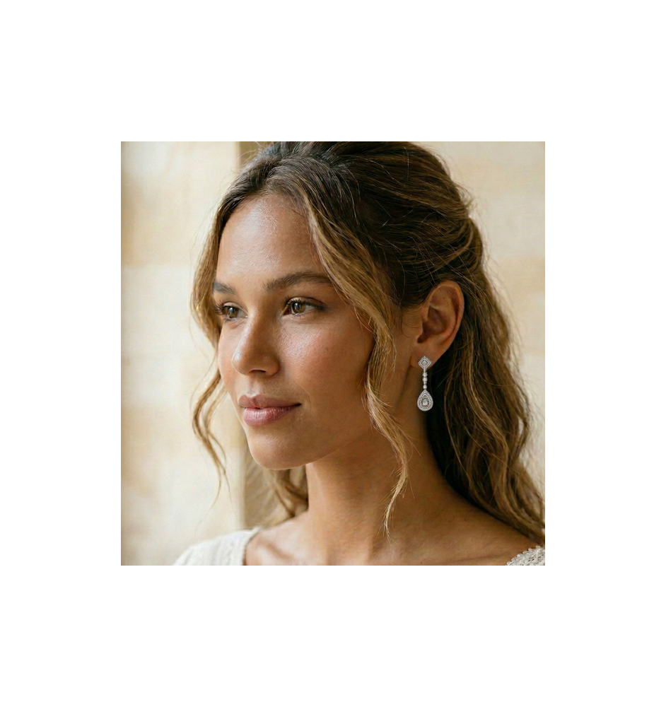 Pendientes plata de ley y circonitas Vintage 10349PE