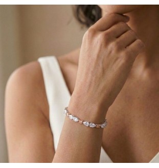 Polsera plata  llei amb circonites Salvatore 112P0115