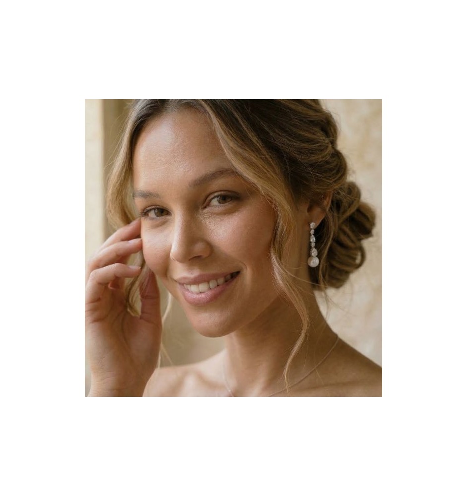 Arracades plata de llei perla i circonites 19801PE