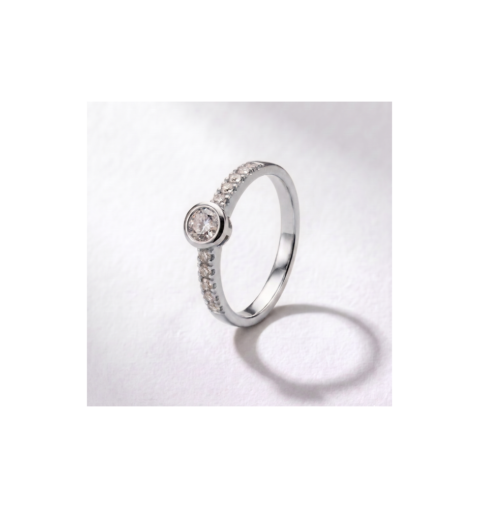 Anell de compromís or 18kts i diamants  0.32ct 90130