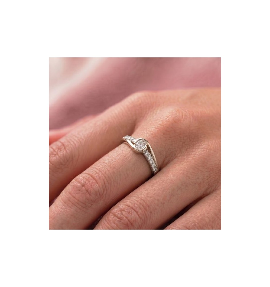 Anillo de compromiso oro 18kts y diamantes 0.27ct 90030