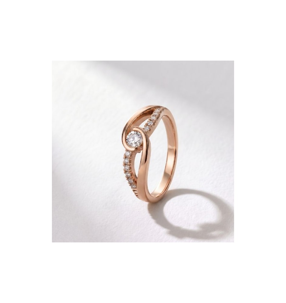 Anell de compromís or 18kts i diamants 0.32cts 90050