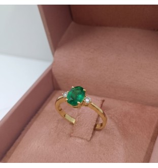 Anillo oro amarillo 18kts con diamante y esmeralda 8678ESB