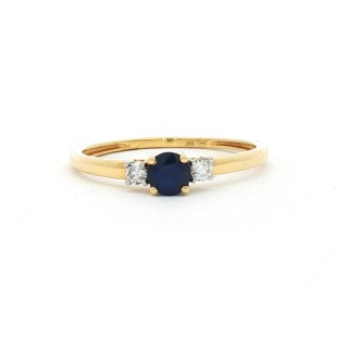 Anell or groc 18kts safir blau i brillants Z043612B
