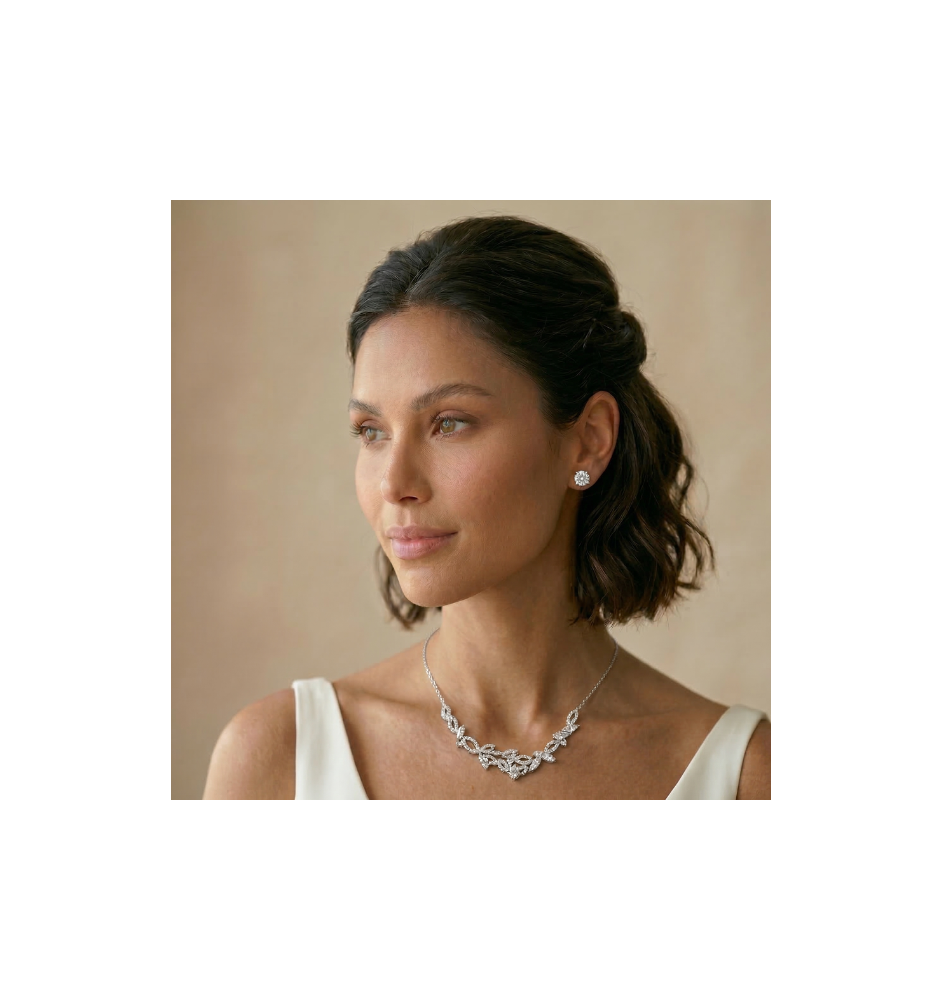 Collar en  plata de ley y circonitas 19561CL