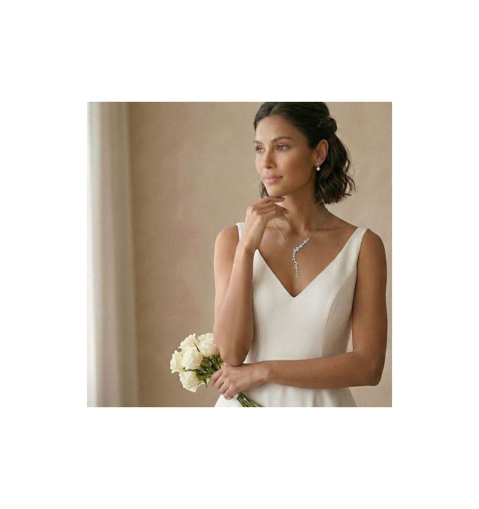 Collar en  plata de ley y circonitas 19415CL