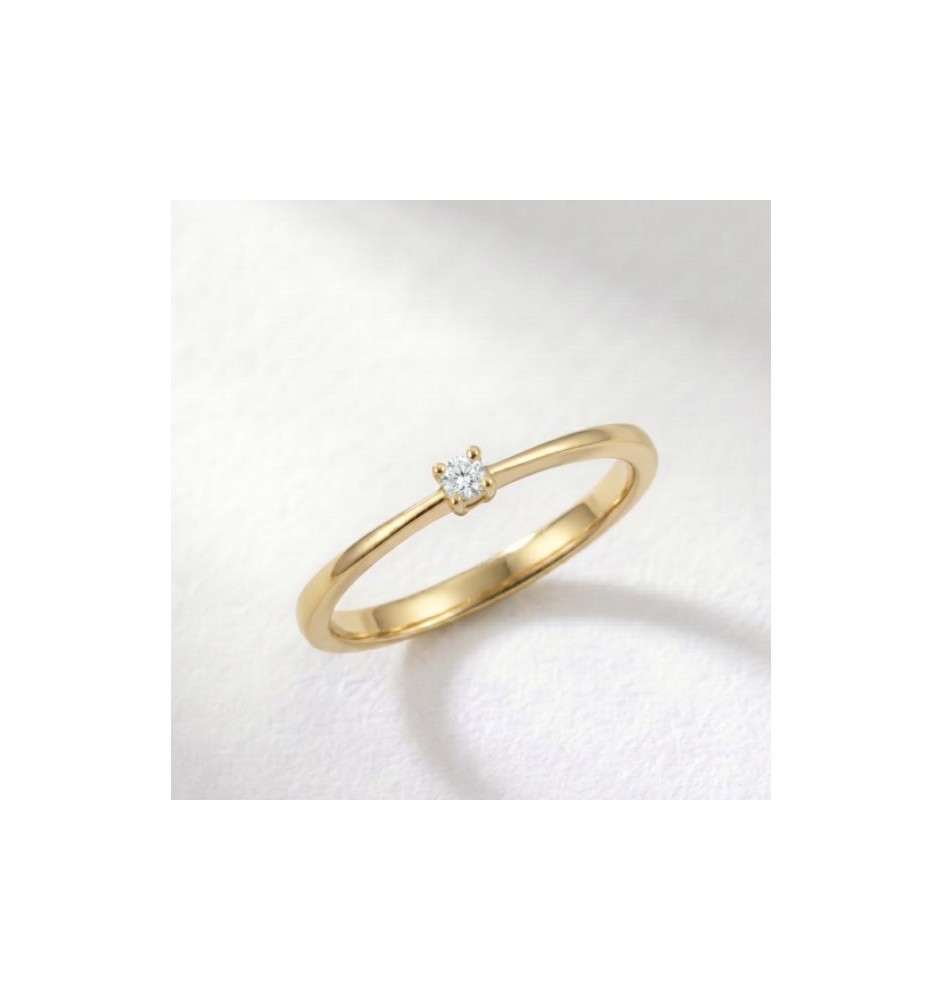 Anillo de compromiso 4 garras en oro 18kts y diamante natural