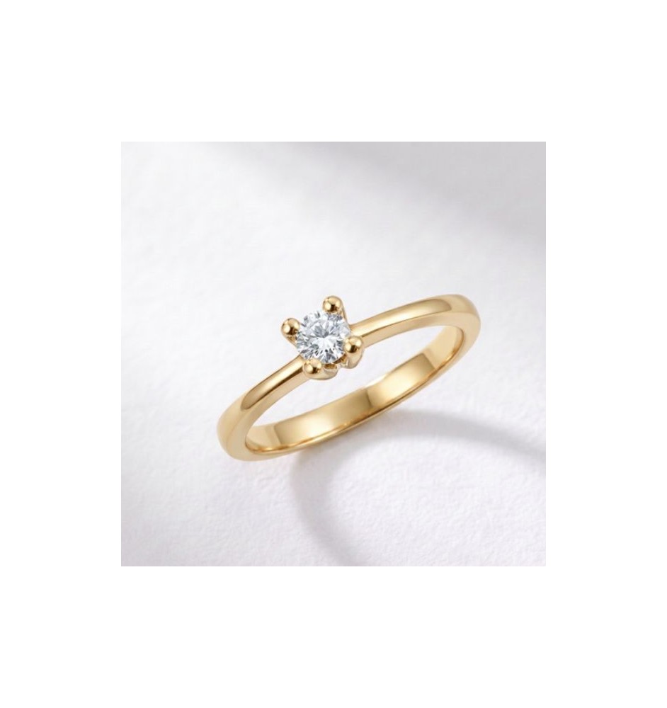 Anillo de compromiso 4 garras en oro 18kts y diamante natural