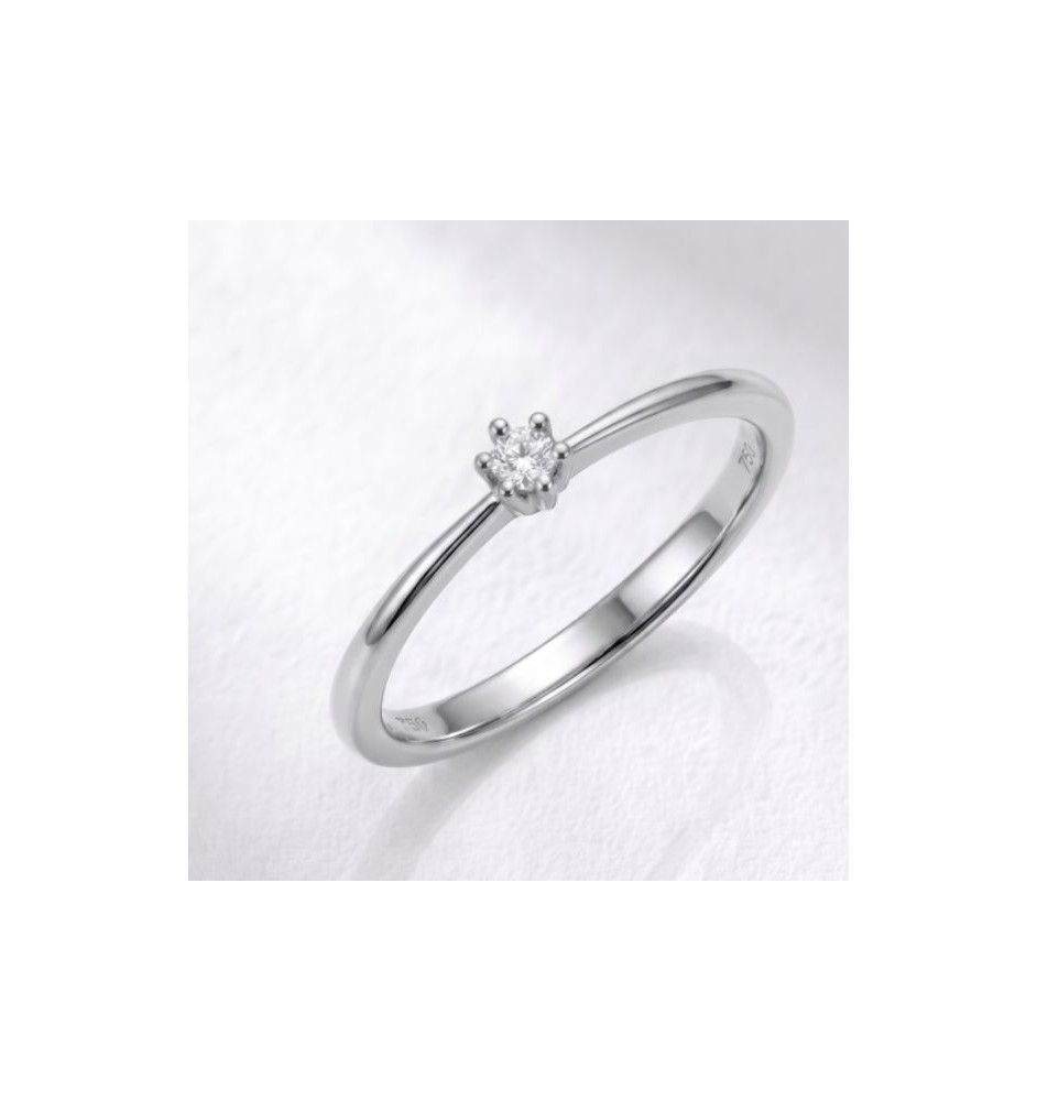 Anillo de compromiso 6 garras en oro 18kts y diamante natural