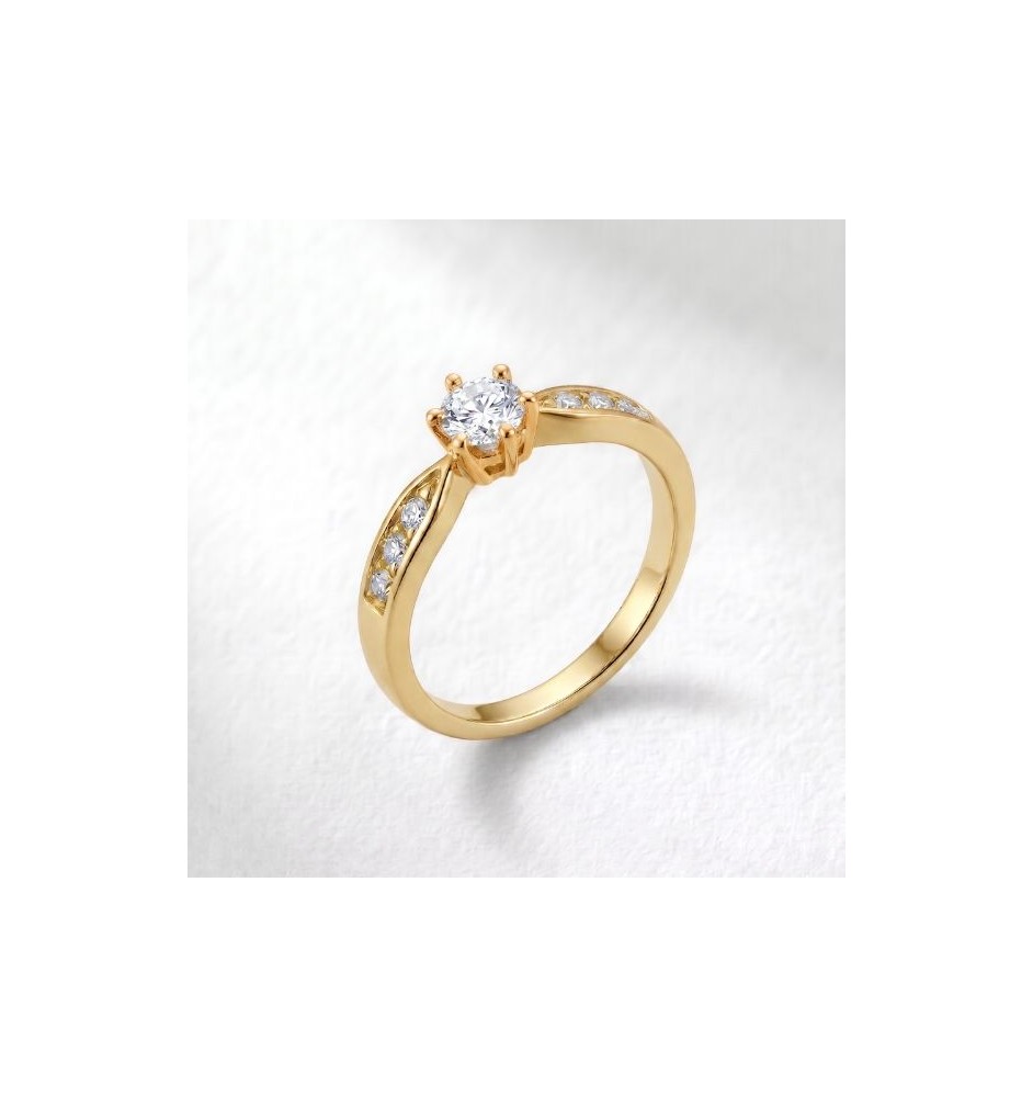 Anillo de compromiso 6 garras en oro 18kts y diamante natural  77R/BR24