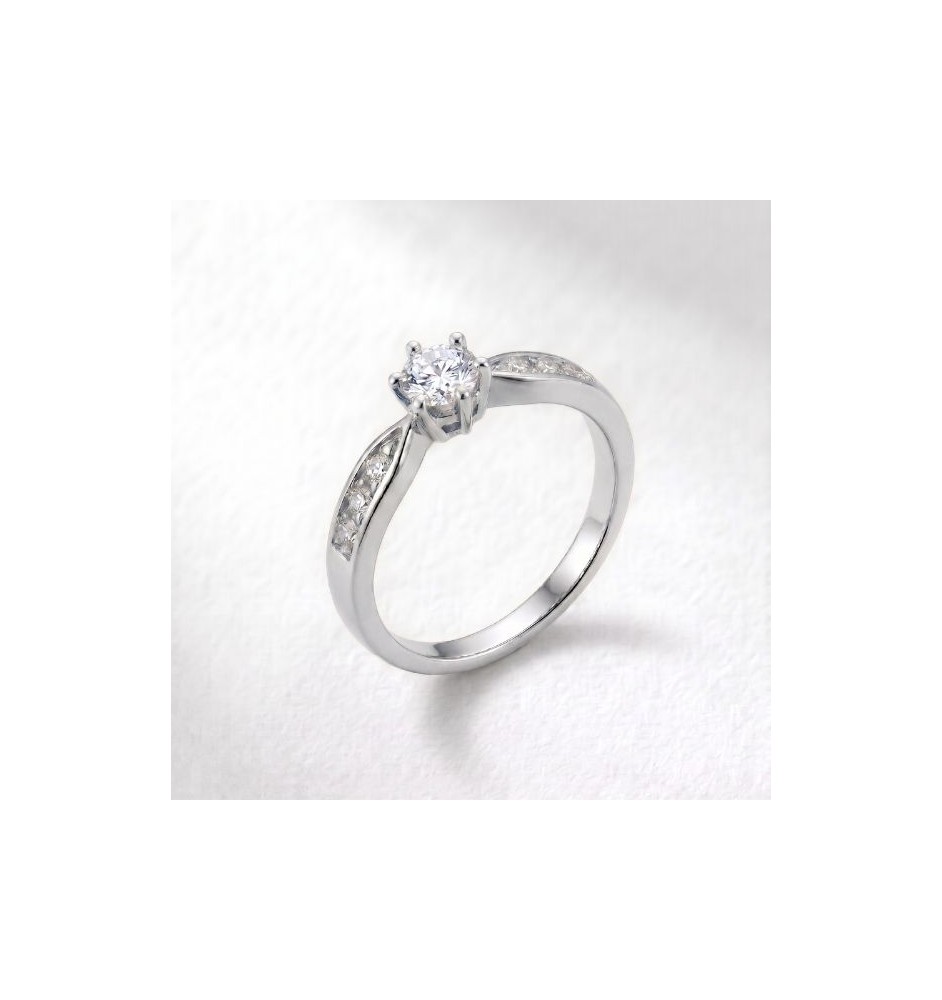 Anillo de compromiso 6 garras en oro 18kts y diamante natural  77R/BR24
